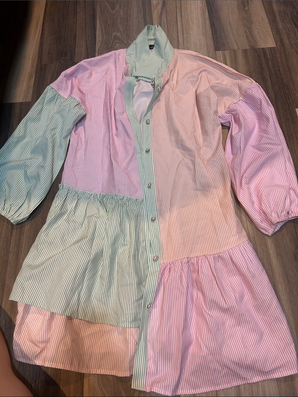 Simple Pink & Mint Striped Button-Down Dress Shirt